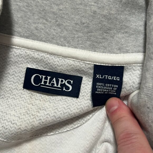Chaps Sweater *NWT 1/4 Zip Pullover Preppy Casual Light Gray Men's size XL - Picture 7 of 7